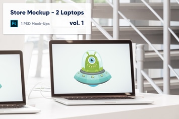 Laptops Mockup in the Store - Vol. 1