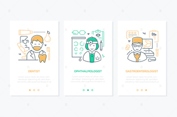 Medical professions line design style web banners