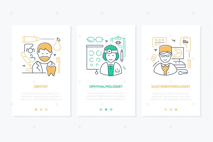 Medical professions line design style web banners