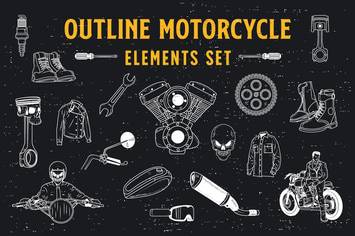 18 Outline Motorcycle Elements 