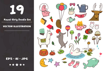 Kawaii Girly Doodle Set