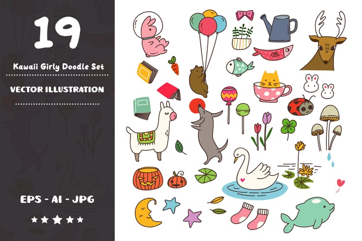 Kawaii Girly Doodle Set