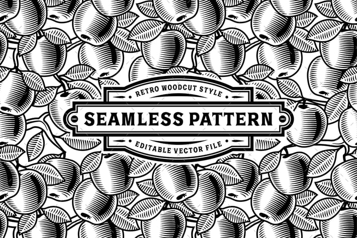 Seamless Apple Pattern Black And White