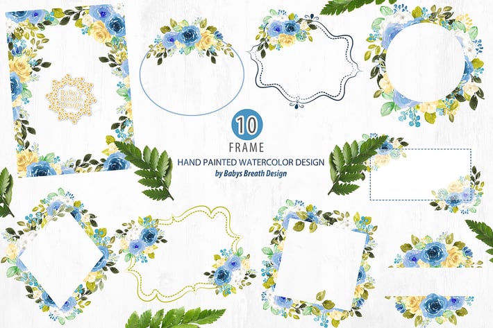 Blue floral frames
