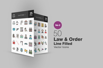 50 Law & Order Line Filled Icons