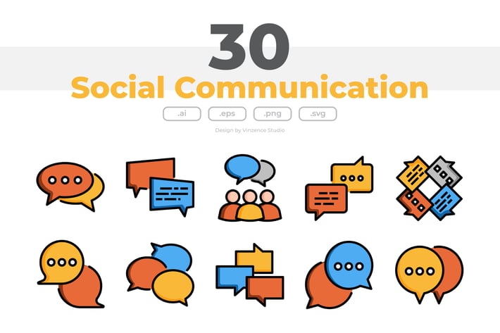 30 Social Communication Icons