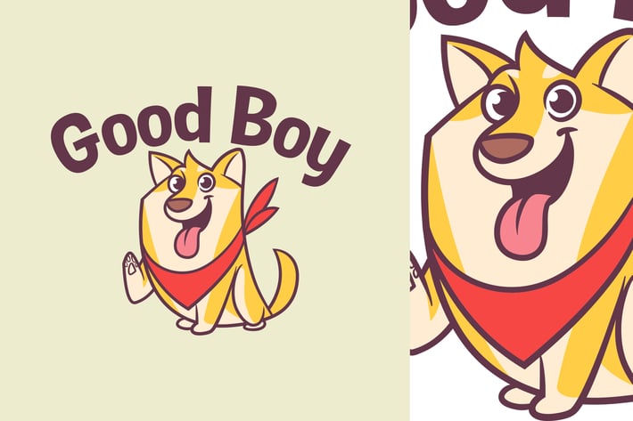 Cartoon Cute Shiba Inu Dog Logo