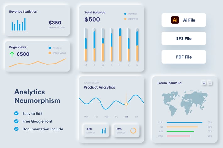 Analytics Neumorphism Infographic