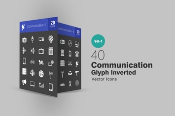 40 Communication Glyph Inverted Icons