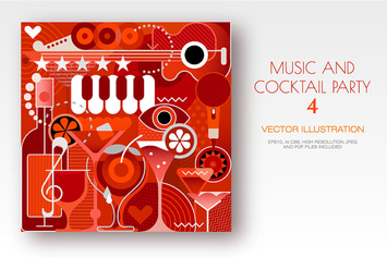 Music Festival and Cocktail Party vector artwork