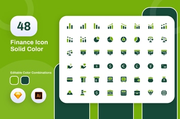 Finance Solid Color Icon Set