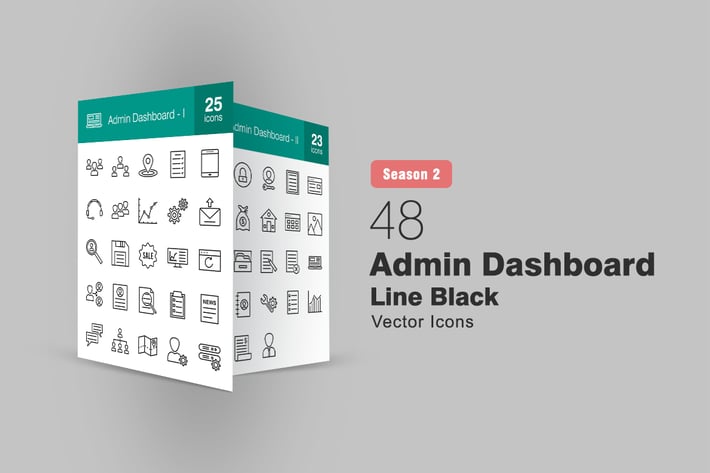48 Admin Dashboard Line Icons Season II