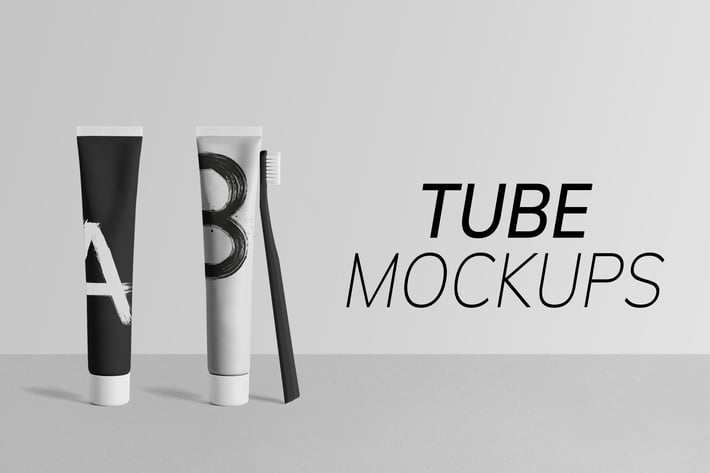 Minimal toothpaste tube mockup in black and white