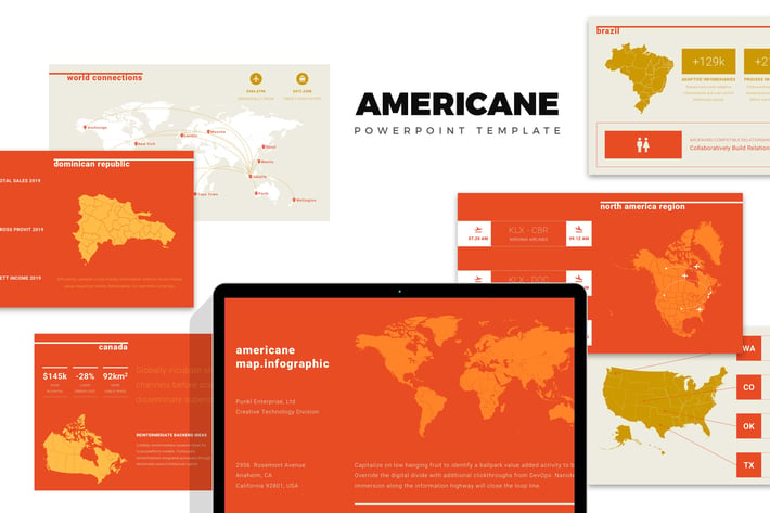 Americane : America Region Info Map Powerpoint