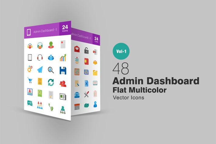 48 Admin Dashboard Flat Multicolor Icons