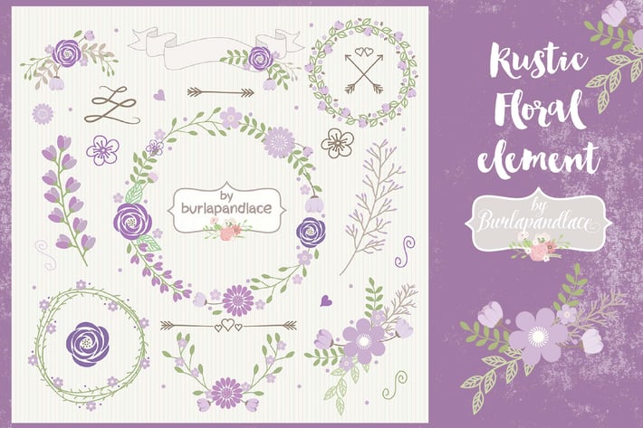 Purple floral wreath clipart