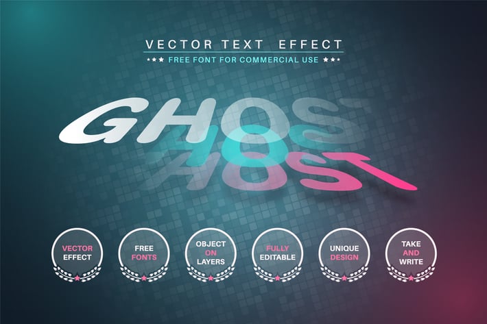 3D layer - editable text effect, font style