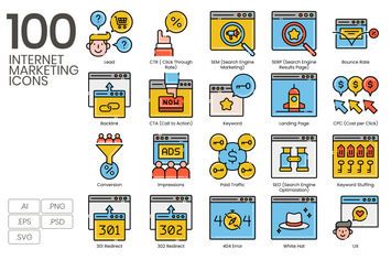 100 Internet Marketing Icons