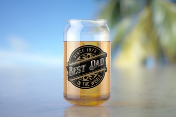  Glass With Beer  with Tropical Scene Mockup