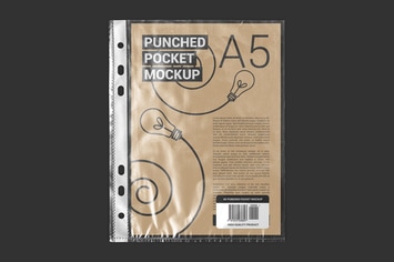 Punched Pocket For A5 Paper Size Mockup