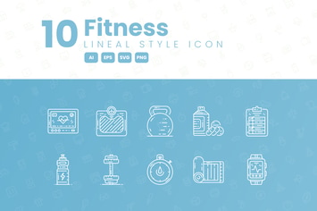 10 Fitness Detailed Icon Collection