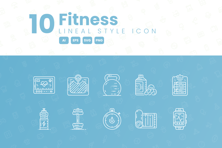 10 Fitness Detailed Icon Collection