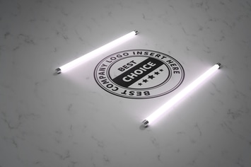 Logo in the light of fluorescent lamps - mockup