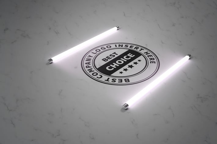 Logo in the light of fluorescent lamps - mockup