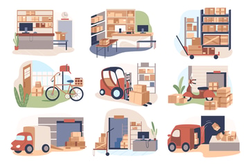 Warehouse And Delivery Set Isolated Elements