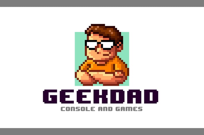 Geek Dad Retro Pixel Art Mascot Logo