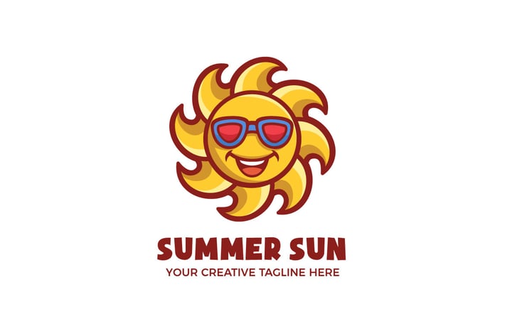 Summer Bright Sun Mascot Character Logo Template