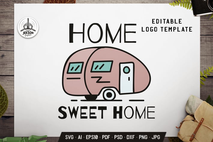 Camper Trailer Label Template Camp Emblem Design
