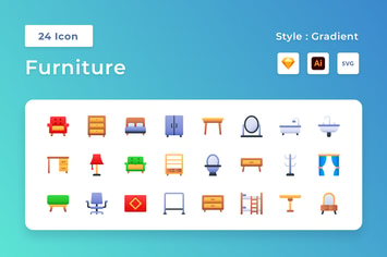 Furniture Gradient Icon Set