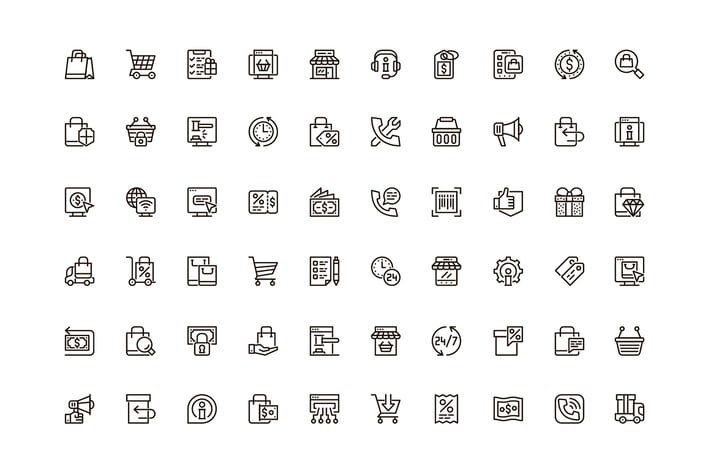 E-commerce Unique Web Line Icons Pack