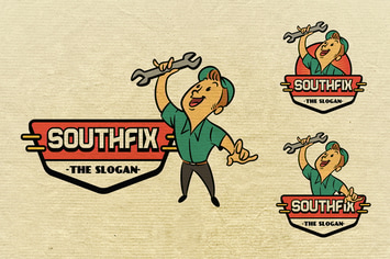 Retro Vintage Repairman or Handyman Mascot Logo
