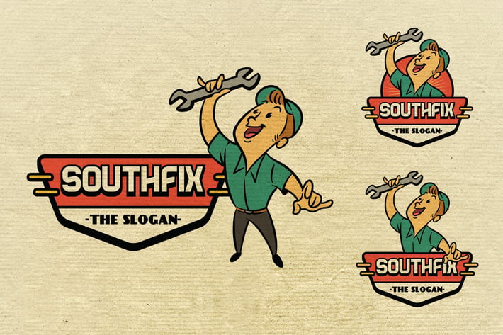 Retro Vintage Repairman or Handyman Mascot Logo