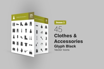 45 Clothes & Accessories Glyph Icons