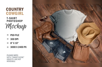 Country Smart Layer T-Shirt Mockup Flatlay Display