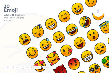 30 Emoji face Icons