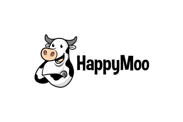 Cartoon Cute Dairy Cow Mascot Logo