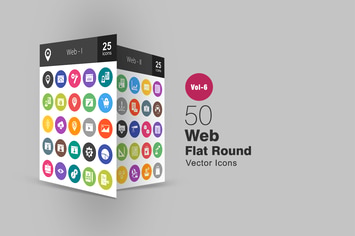 50 Web Interface Glyph Multicolor BG Icons