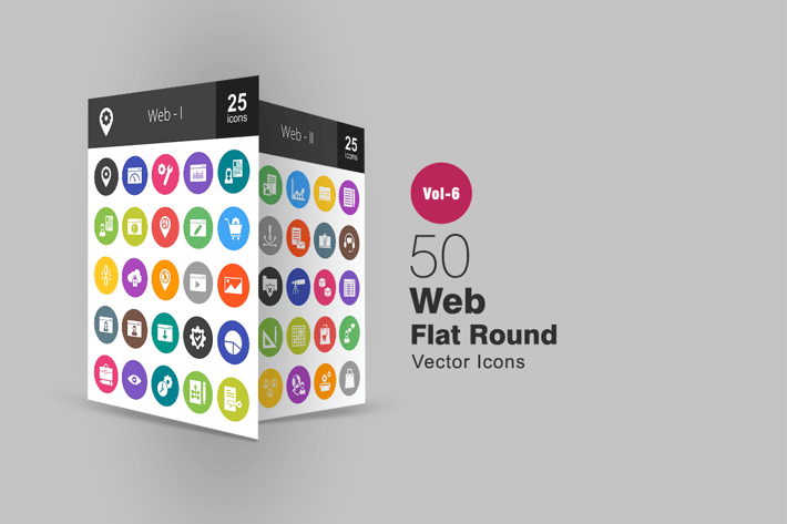 50 Web Interface Glyph Multicolor BG Icons