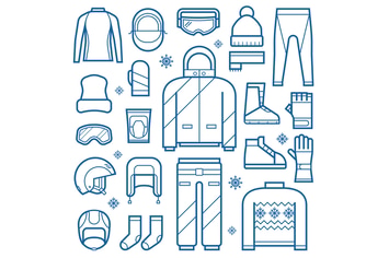 Winter Clothes and Accessories Line Icons