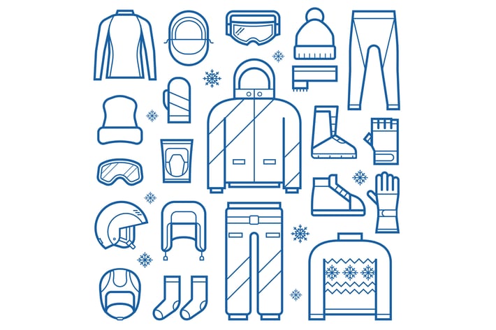 Winter Clothes and Accessories Line Icons