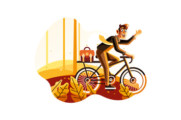 Man riding bike to work illustration