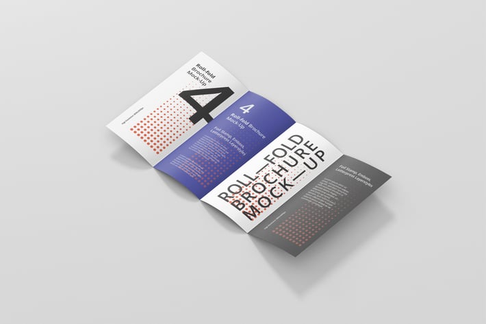 Roll-Fold Brochure Mockup - DL DIN Lang