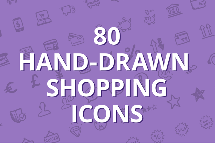 80 hand-drawn shopping icons