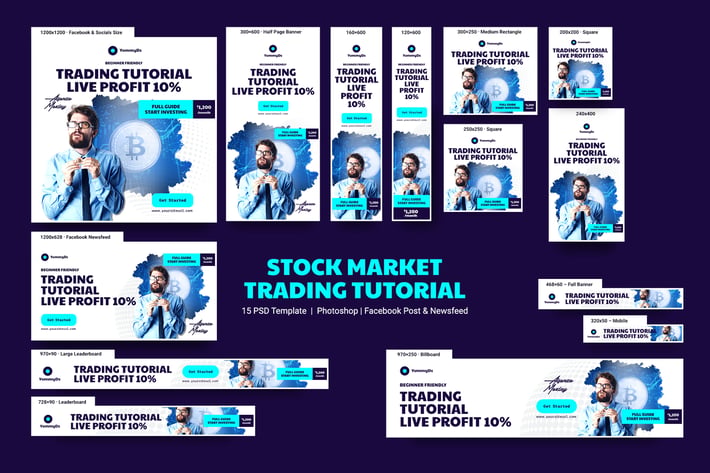 Stock Market Trading Tutorial Banners Ad