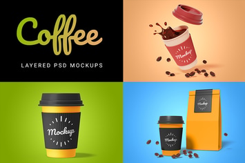 3d takeout coffee cup mockup set