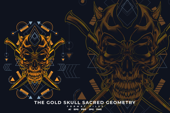 Gold Skull Sacred Goemetry